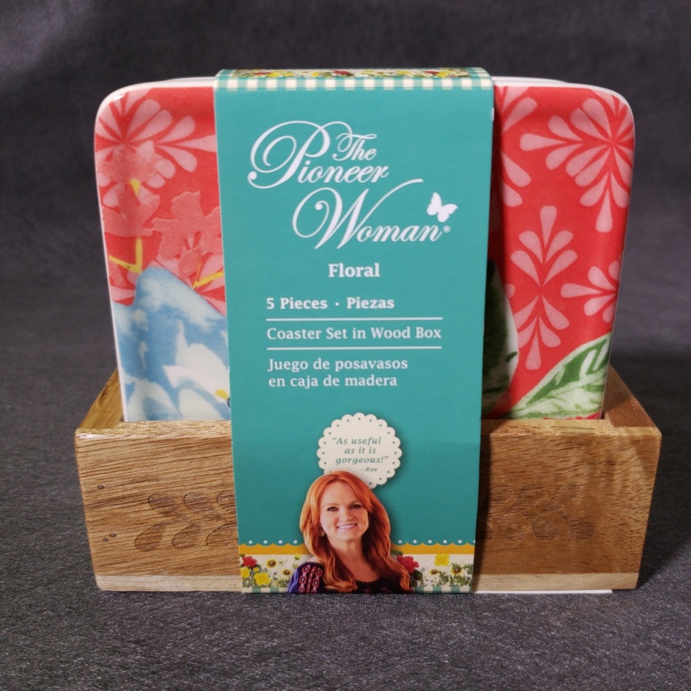 Pioneer Woman Vintage Floral Coasters 5 pc Set Eng